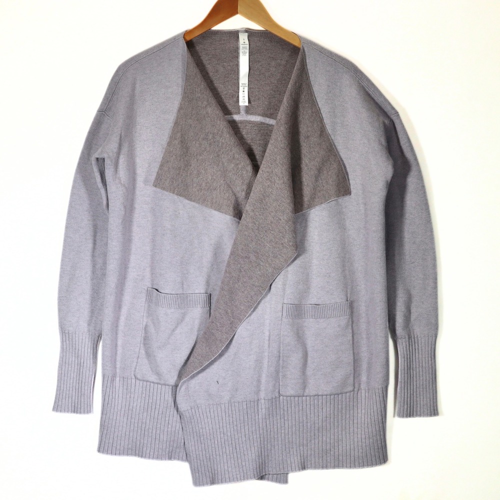 Lululemon Women S Purple Draped Cardigan Open Front Wrap Knit Sweater Athleisure